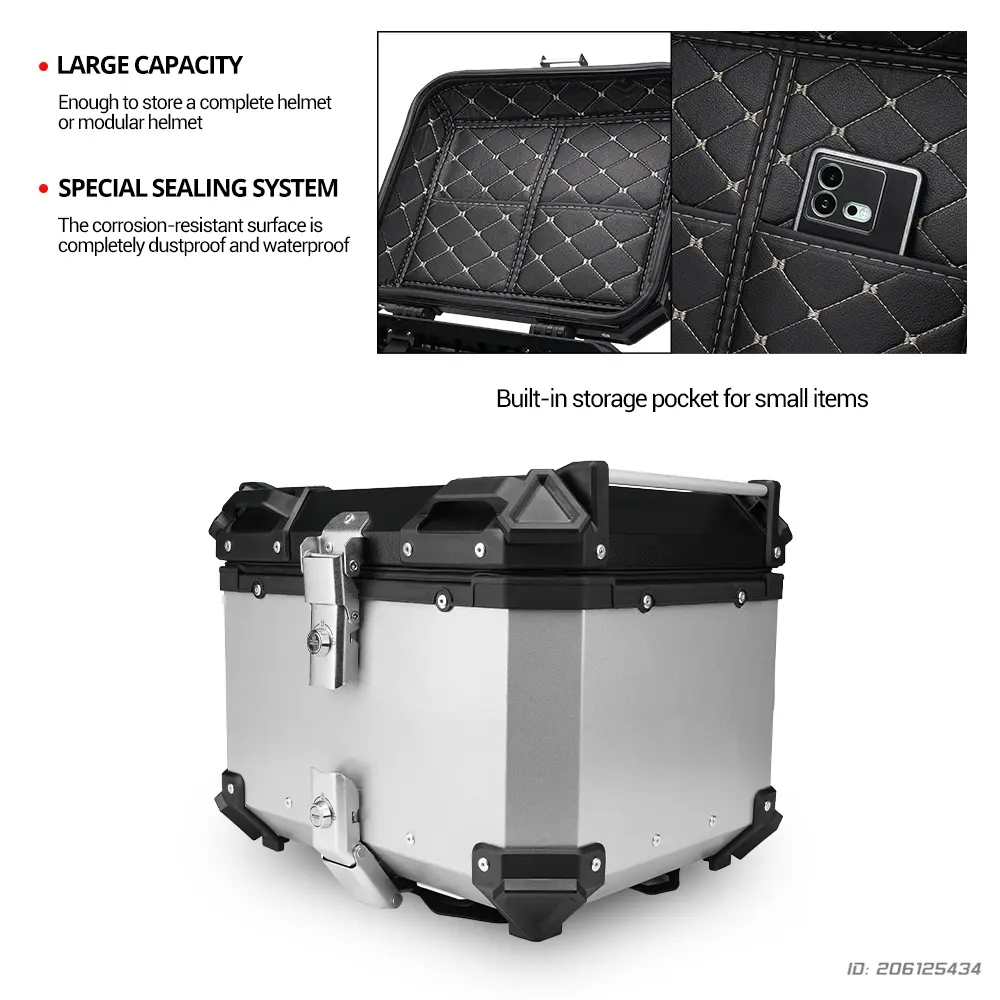 Motorcycle Top Box Universal Aluminum Alloy Waterproof Tail Box Trunk Anti-Theft Storage For Touring Motocross 28L-100L Trunk