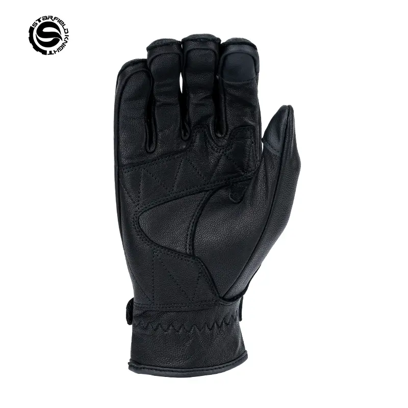 Men's Genuine Goatskin Leather Motorcycle Gloves Touch Screen Knuckle Protection Non-slip for Commuter All-Season Moto Luvas