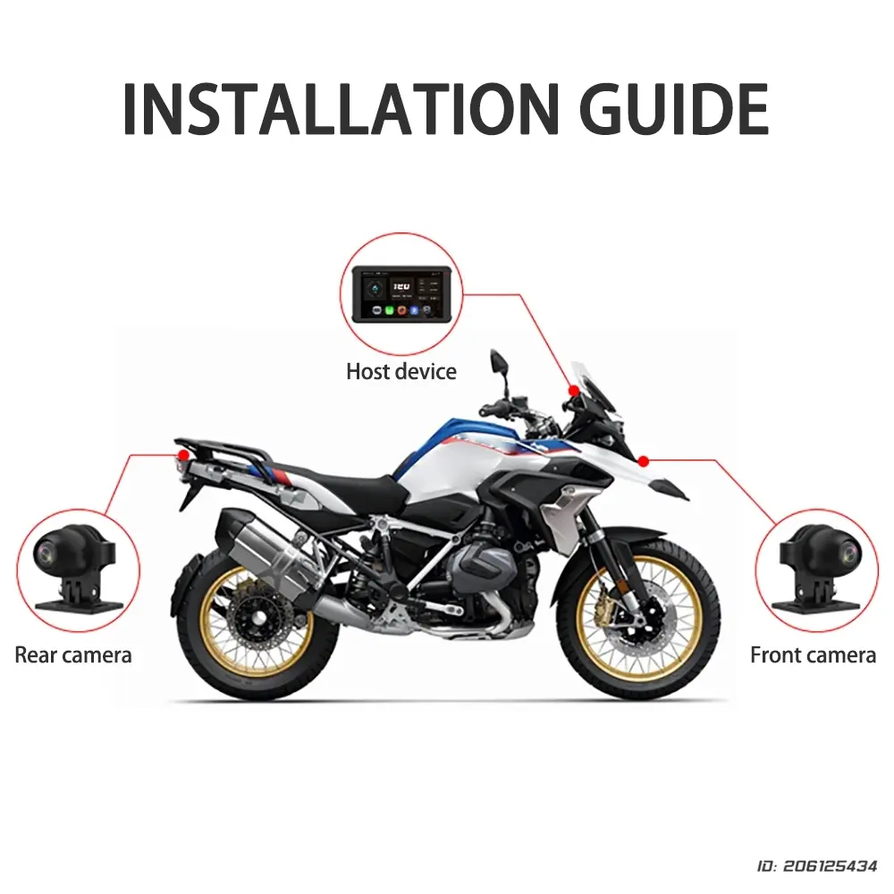 Motorcycle Driving Recorder 5G WiFi Tire Pressure Monitoring GPS Waterproof Motorbike Recorder Carplay 5.5 Inch HD Touch Screen