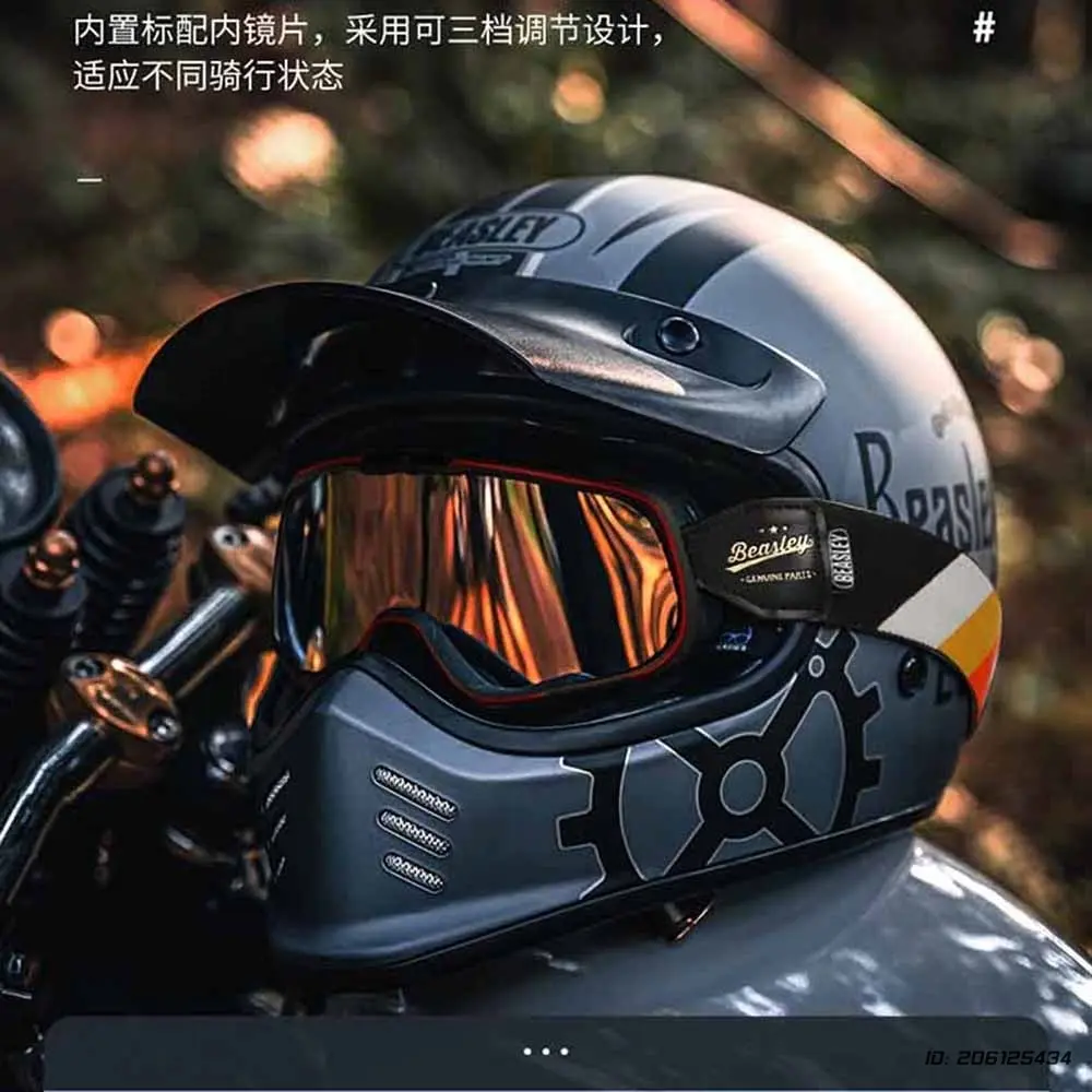 Motorcycle Full Helmet Retro Full Face Motocross Street Moto Helmet ECE Certification Men And Women Four Seasons Safety Helmet