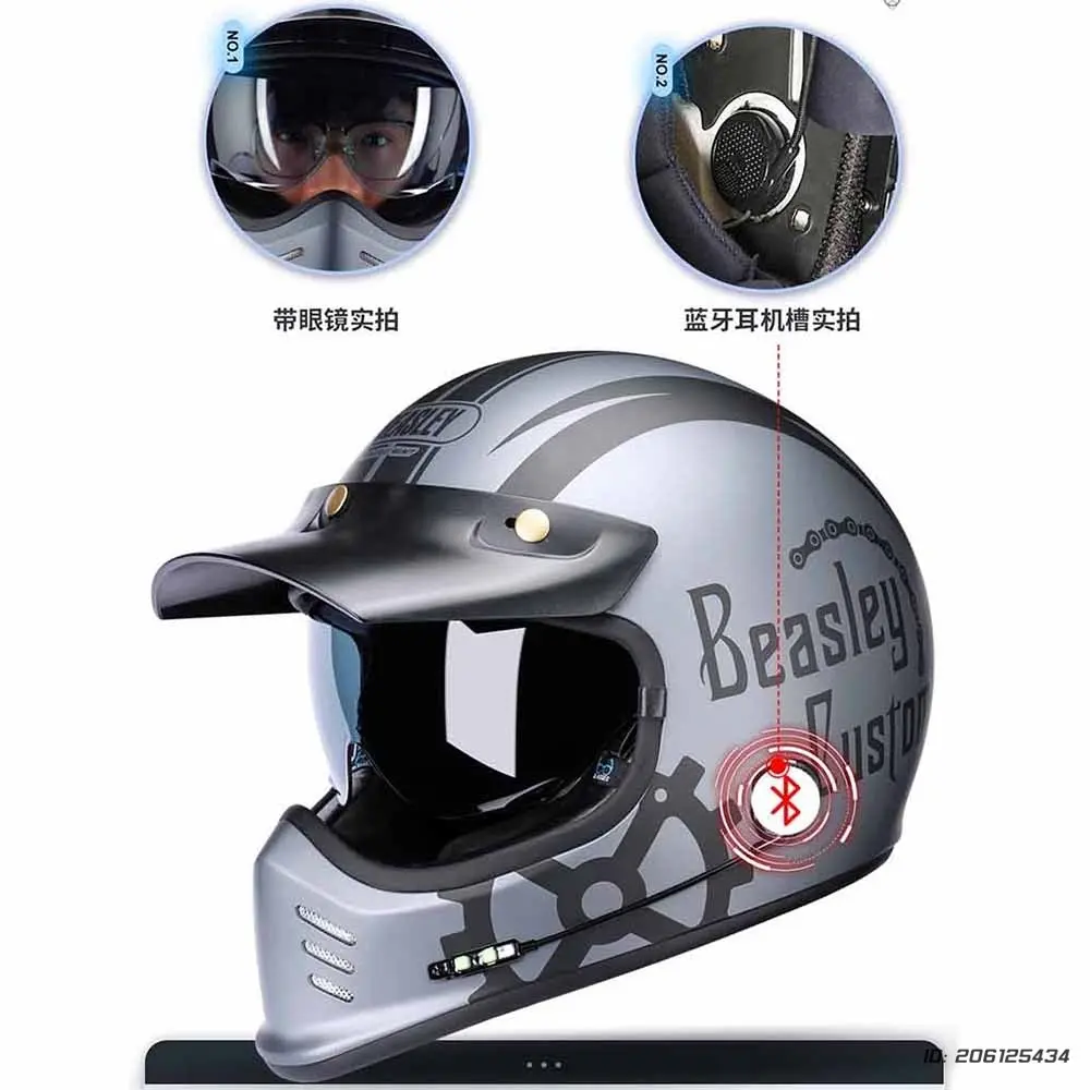 Motorcycle Full Helmet Retro Full Face Motocross Street Moto Helmet ECE Certification Men And Women Four Seasons Safety Helmet