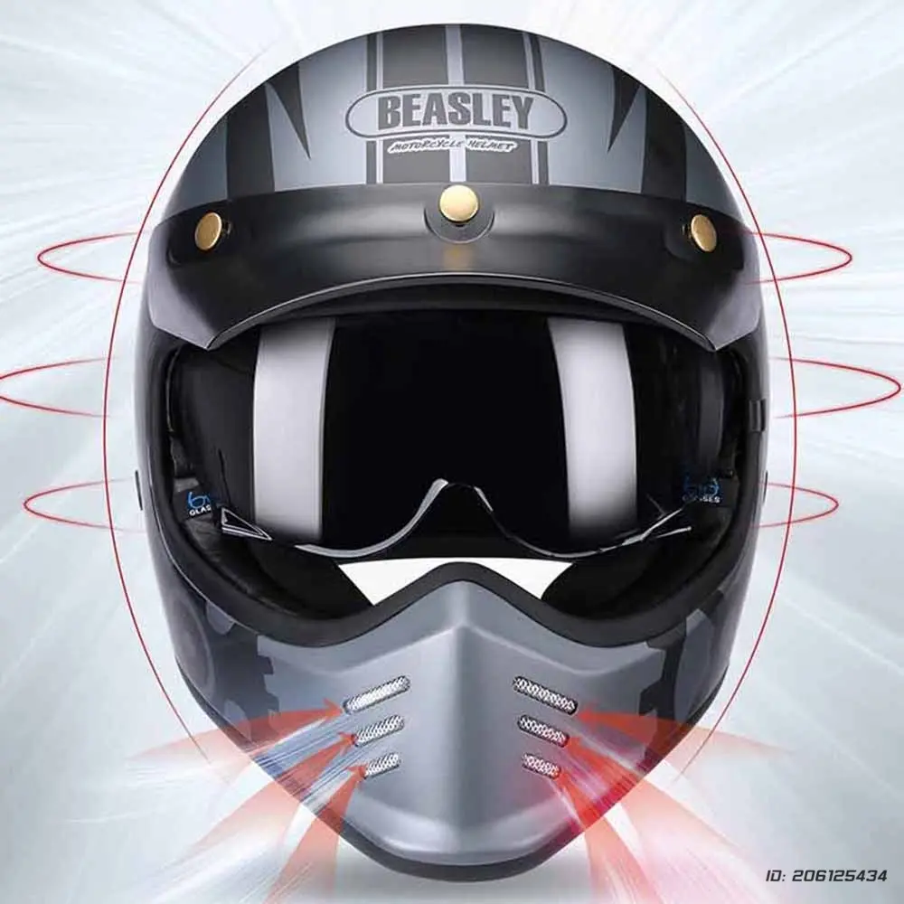 Motorcycle Full Helmet Retro Full Face Motocross Street Moto Helmet ECE Certification Men And Women Four Seasons Safety Helmet