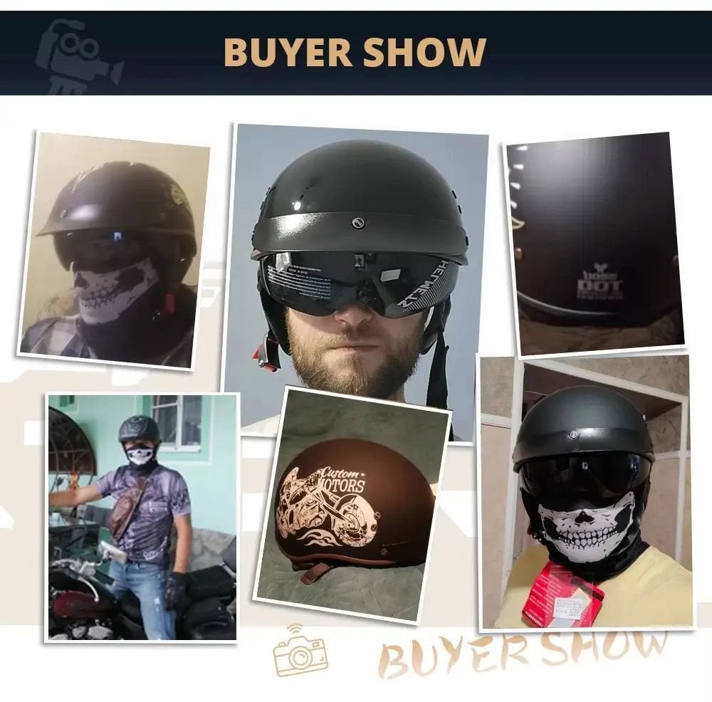 Retro Motorbike Helmet Summer Men Motocross Riding Protective Half Helmet Women Motorcycle DOT Certification Helmet