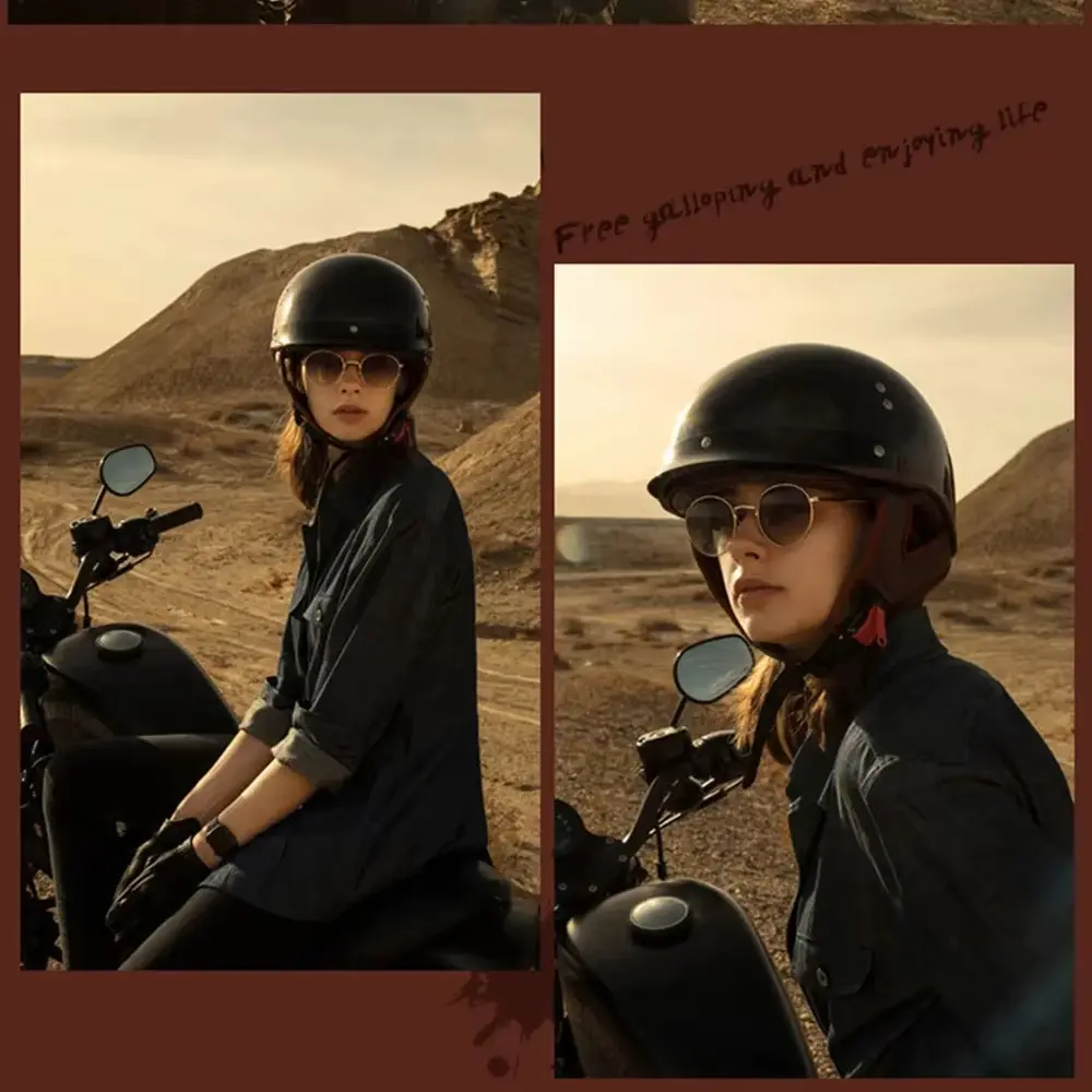 Retro Motorbike Helmet Summer Men Motocross Riding Protective Half Helmet Women Motorcycle DOT Certification Helmet