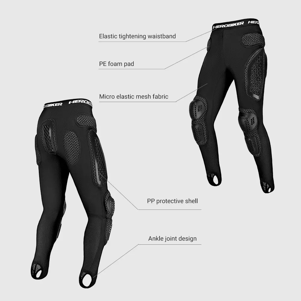 Lightweight Motocross Armor Pants Unisex Ventilated Impact Protection Trousers Bike Riding Pants with Flexible Knee Guards