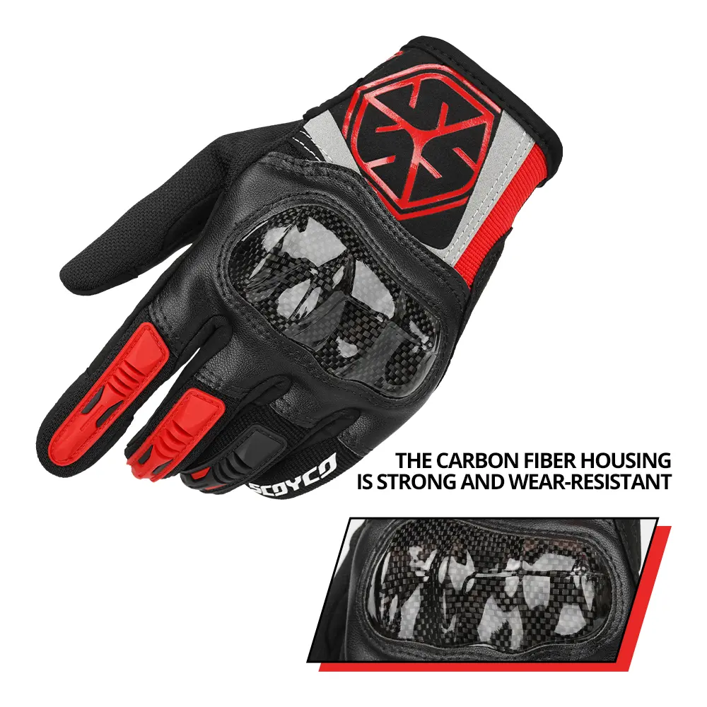 Unisex Motorcycle Red Gloves Windproof All-Season Wear-Resistant Comfortable for Men and Women Reliable Grip for Motorcycling