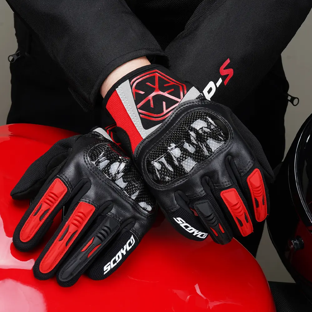 Unisex Motorcycle Red Gloves Windproof All-Season Wear-Resistant Comfortable for Men and Women Reliable Grip for Motorcycling