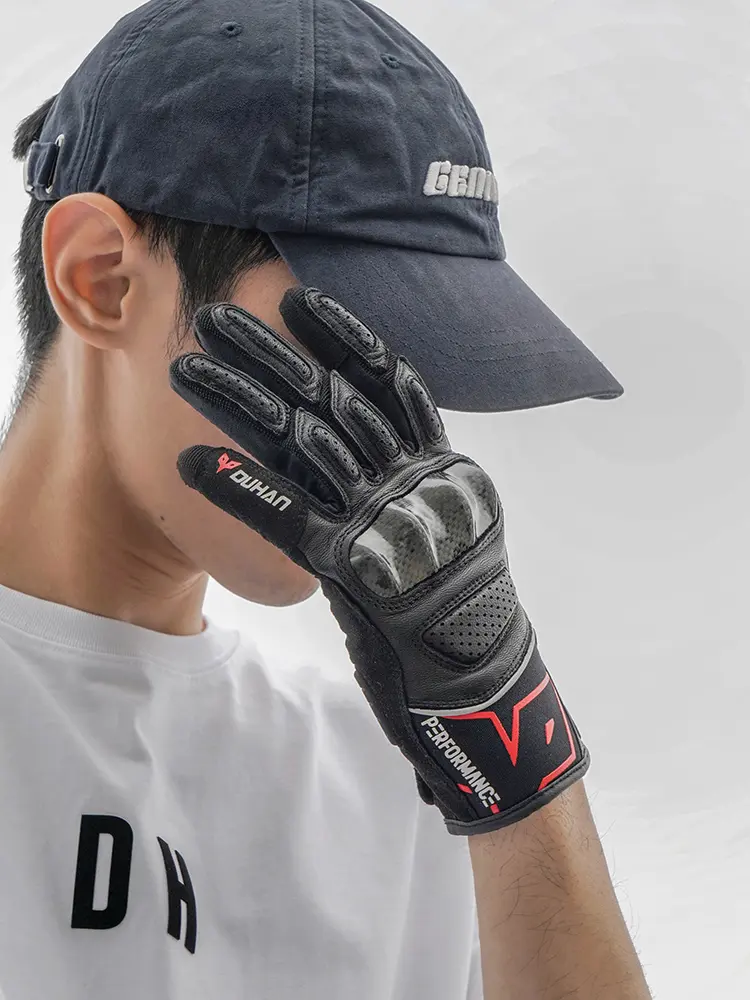 DUHAN Summer Motorcycle Gloves Carbon Fiber Shell Knight Motorbike Gloves Anti Drop Breathable All Finger Glove Equipment