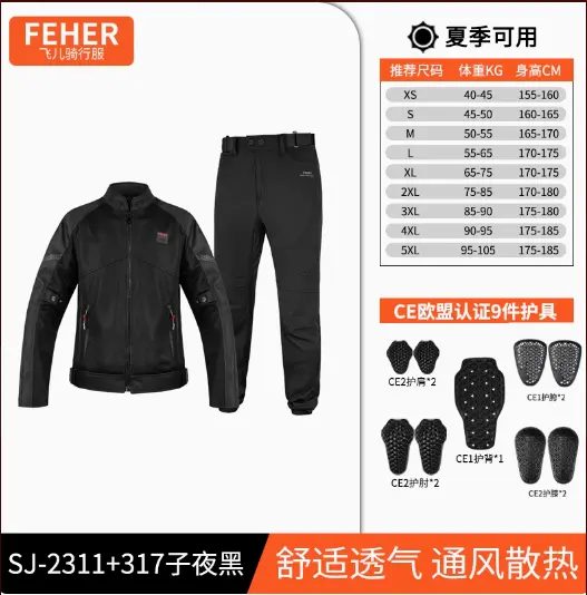 Men's Motorcycle Jacket Summer Clothing Anti-Collision Motorcycles Pant Motocross Off-road CE Protective Gear Motorcyclist Rider