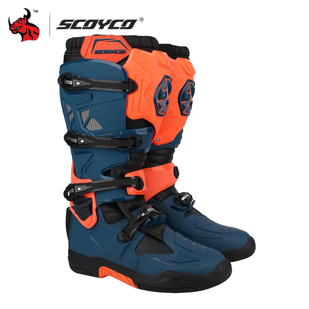 SCOYCO CE Certification Motocross Protective Boots Outdoor Anti-drop Racing Boots  Motorcycle Boots TPU Protection EU 39-46