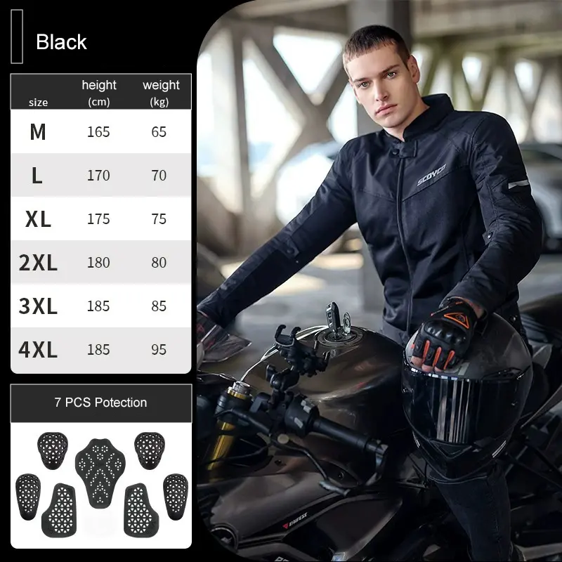 SCOYCO Summer Men Motorcycle Jacket Motocross Off-Road Jacket Motor Racing Jacket Breathable Mesh Moto Jacket Protective Gear