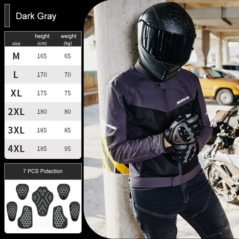 SCOYCO Summer Men Motorcycle Jacket Motocross Off-Road Jacket Motor Racing Jacket Breathable Mesh Moto Jacket Protective Gear