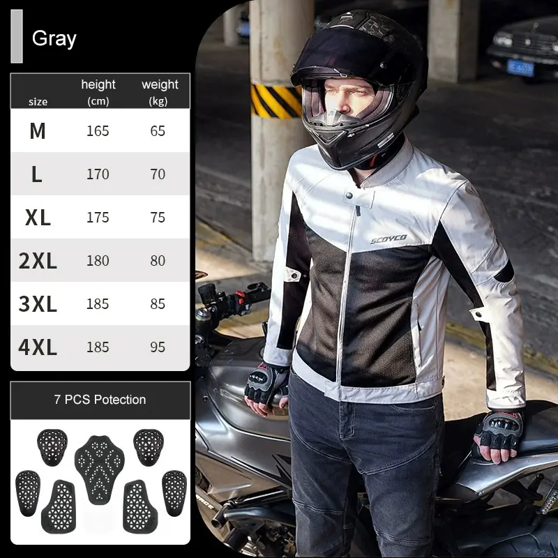 SCOYCO Summer Men Motorcycle Jacket Motocross Off-Road Jacket Motor Racing Jacket Breathable Mesh Moto Jacket Protective Gear