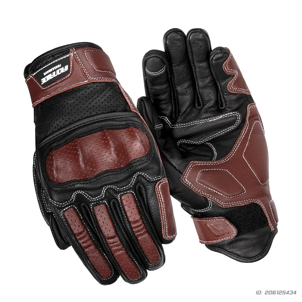 Breathable Leather Riding Gloves Retro Touchscreen Design Unisex Motorcycle Gloves with Flex Zones for Scrambler Street Bike