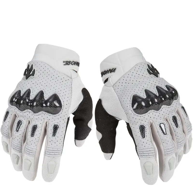 Men's Genuine Sheepskin Leather Motorcycle Gloves Racing Motocross Anti-Slip Protective Biker Riding Gloves Moto Accessories