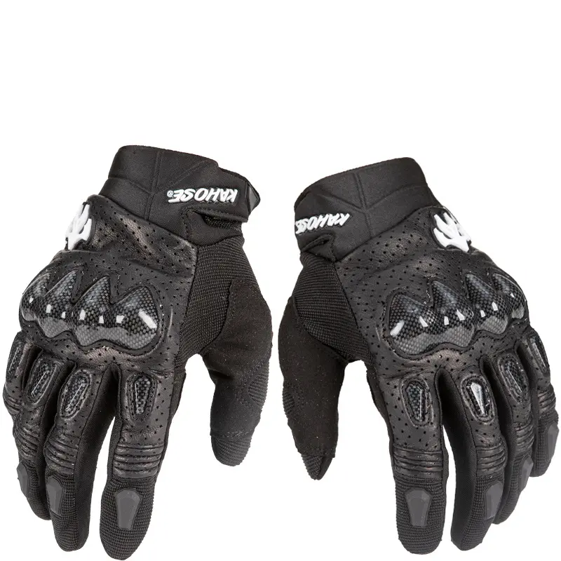 Men's Genuine Sheepskin Leather Motorcycle Gloves Racing Motocross Anti-Slip Protective Biker Riding Gloves Moto Accessories