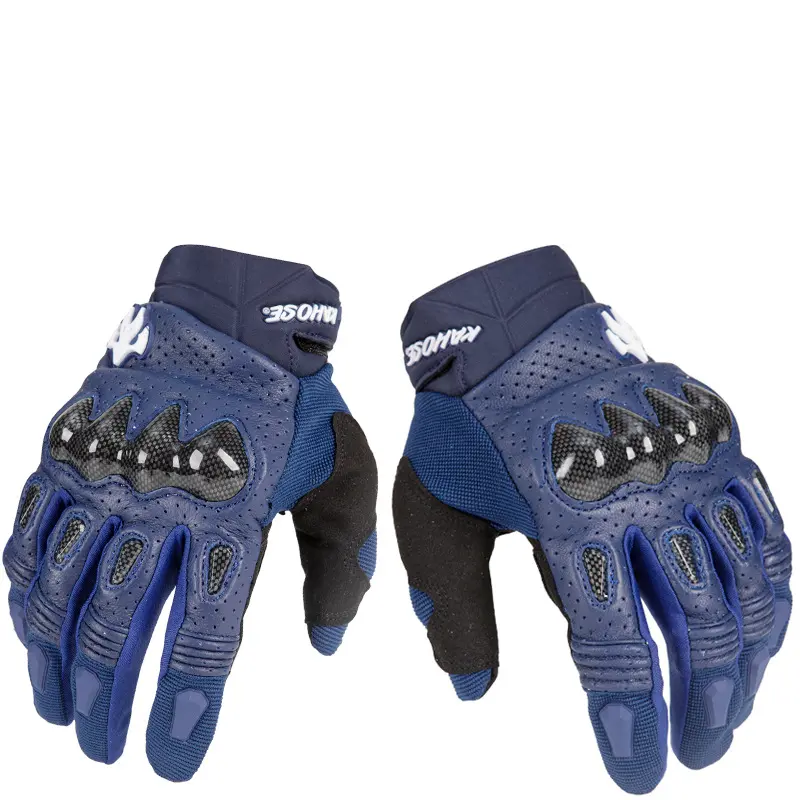 Men's Genuine Sheepskin Leather Motorcycle Gloves Racing Motocross Anti-Slip Protective Biker Riding Gloves Moto Accessories