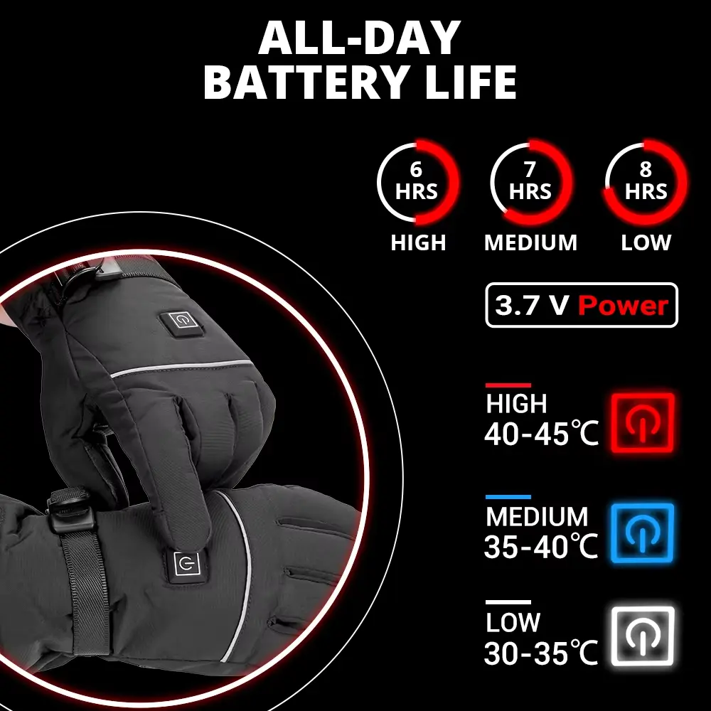 Snow Motorcycle Gloves, Winter Heating Gloves, Warm, Waterproof, Rechargeable Snow Mobile Heating Gloves For Men And Women