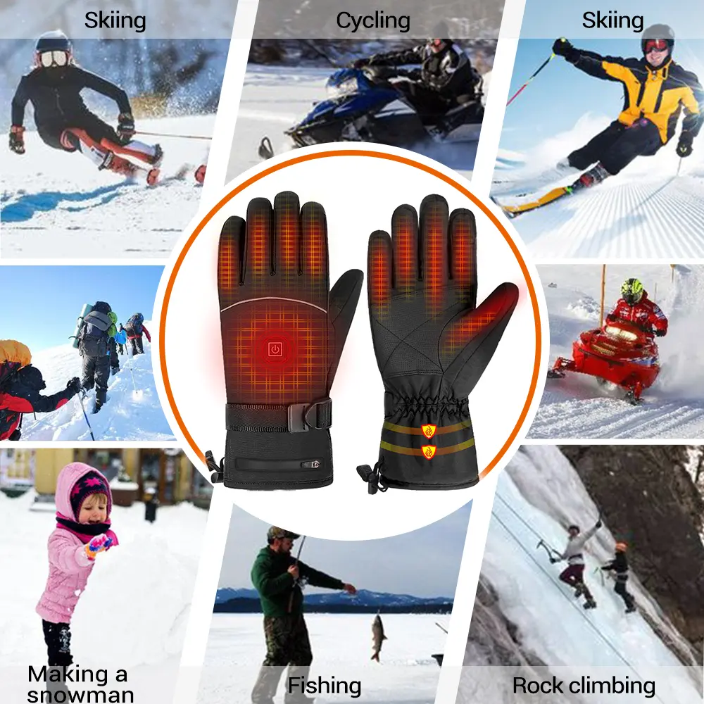 Snow Motorcycle Gloves, Winter Heating Gloves, Warm, Waterproof, Rechargeable Snow Mobile Heating Gloves For Men And Women