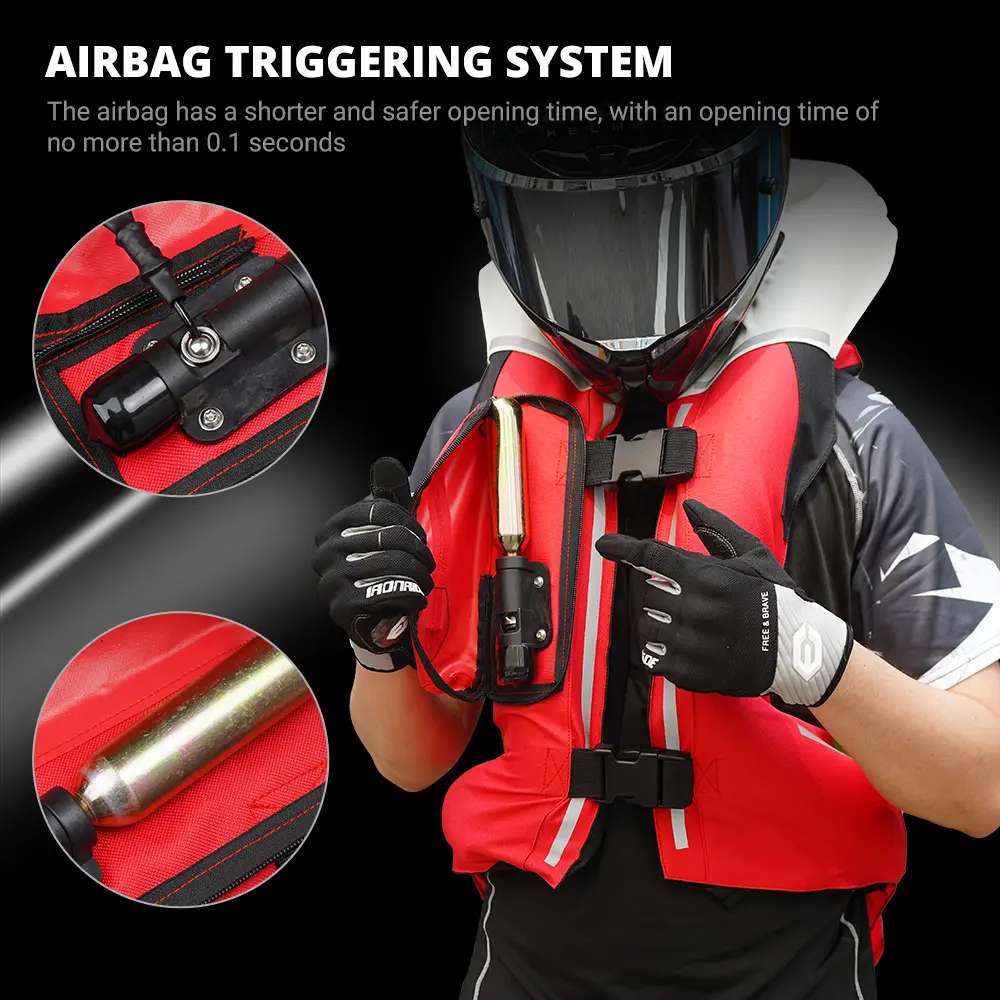 New Motorcycle Airbag Safety Jacket Anti-Crash Protective Vest With CO2 Gas System (Cylinder Not Included) For Street Off-Road