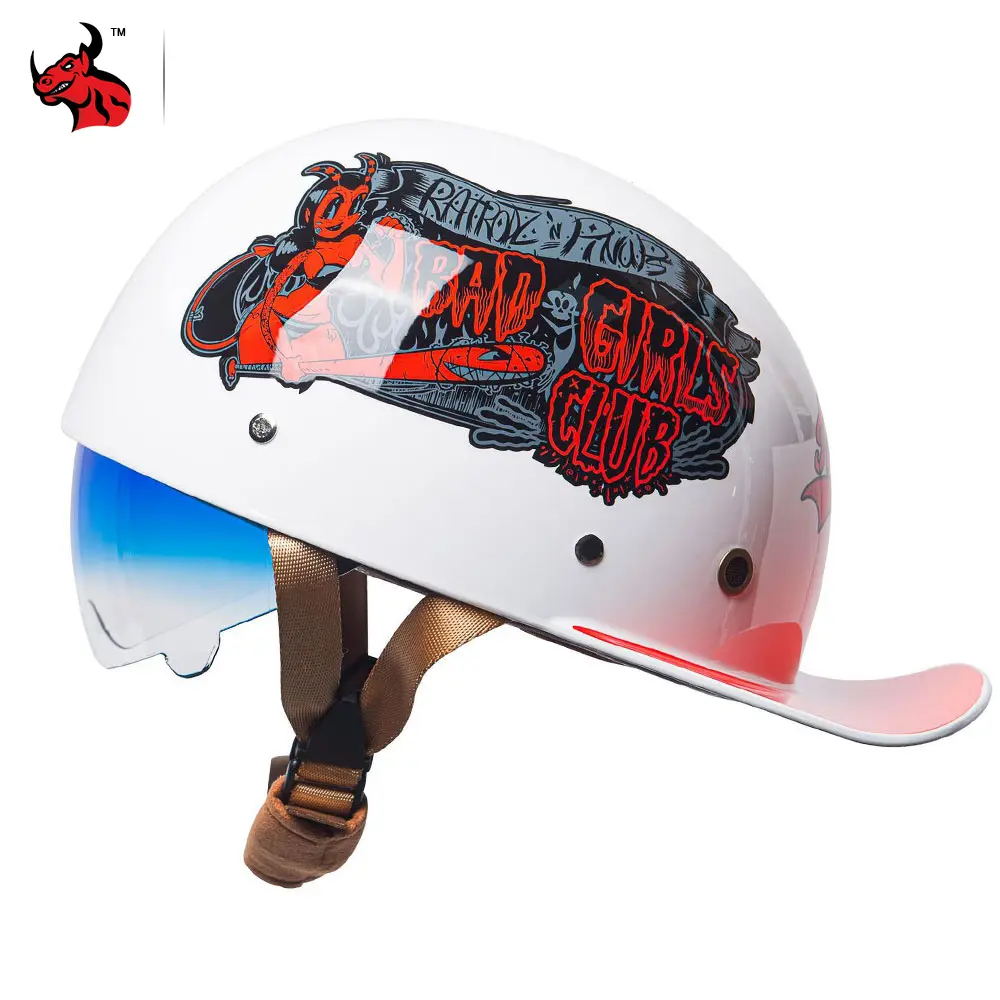Summer Breathable Open Face Motorcycle Helmet Vintage Retro Helmets Baseball Cap Men Women Scooter Half Face Helmet With Lense