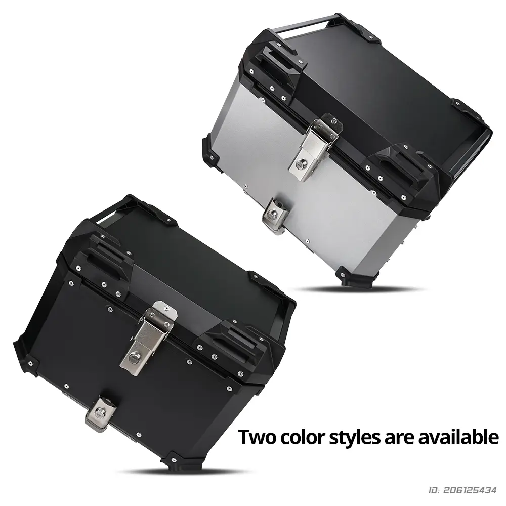 Motorcycle Aluminum Top Box Universal 65L Tail Storage Box Anti-theft Waterproof Moto Luggage Box With Mounting Rack Accessories