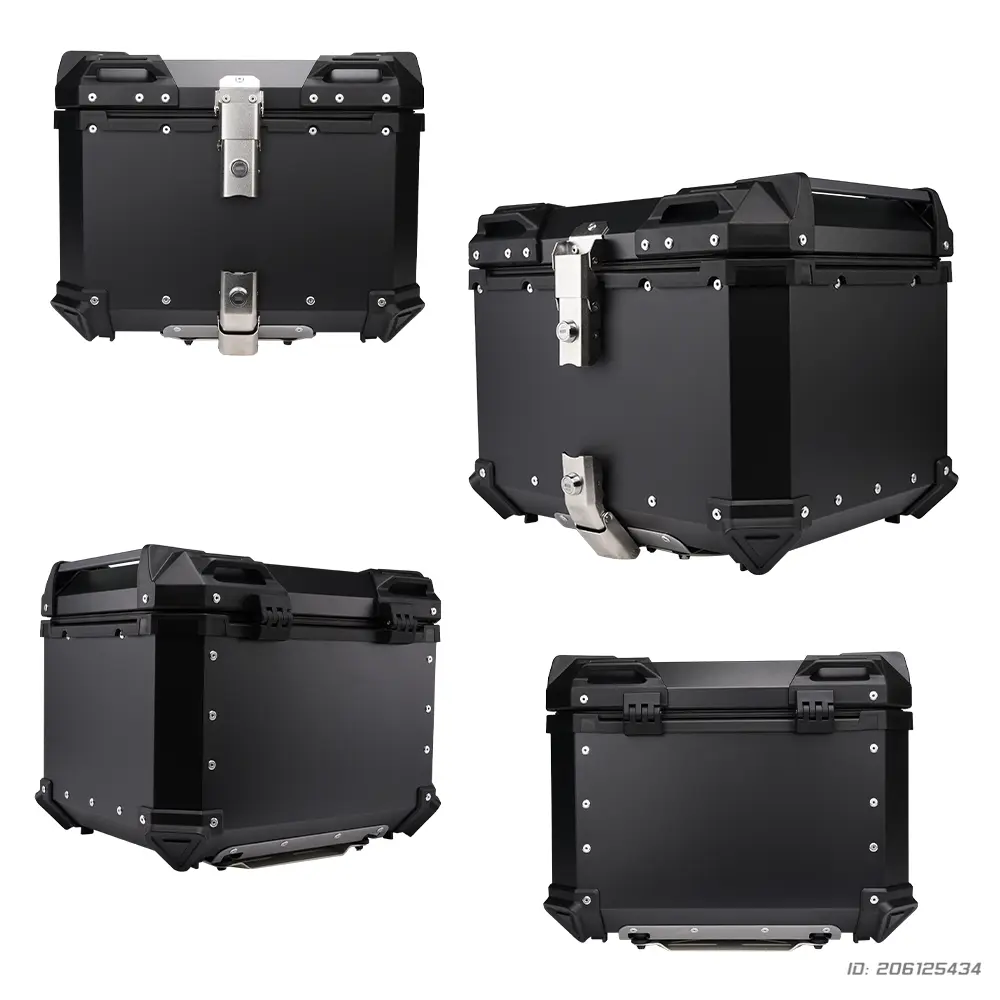 Motorcycle Aluminum Top Box Universal 65L Tail Storage Box Anti-theft Waterproof Moto Luggage Box With Mounting Rack Accessories