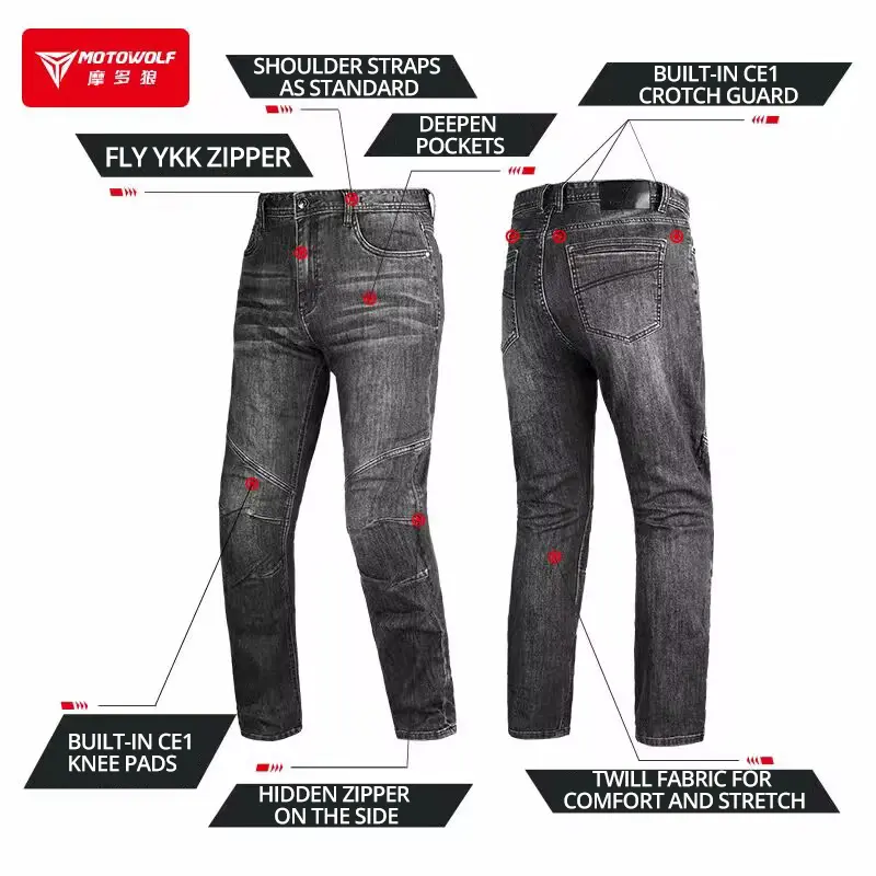 Summer Retro Casual Motorcycle Jeans Four Seasons Comfortable High Elastic Motorbike Jeans Commuter Motocross Jeans Men