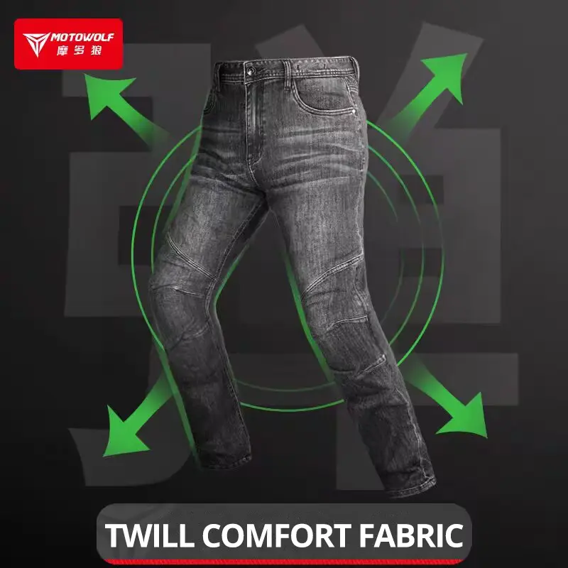 Summer Retro Casual Motorcycle Jeans Four Seasons Comfortable High Elastic Motorbike Jeans Commuter Motocross Jeans Men