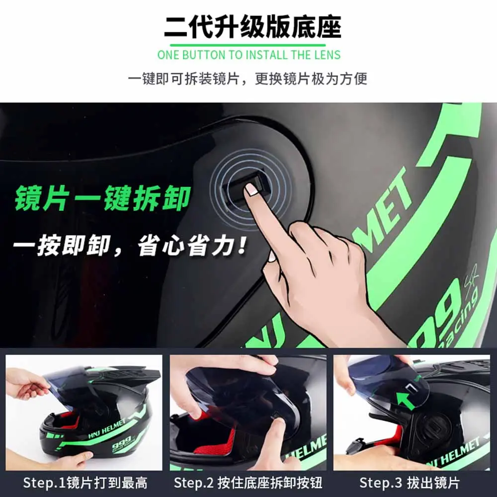 Full Face Motorcycle Helmet Cat Ear Off Road Motocross Helmets Racing Casco Moto DOT Approved Safety Modular Flip Helm Helmet