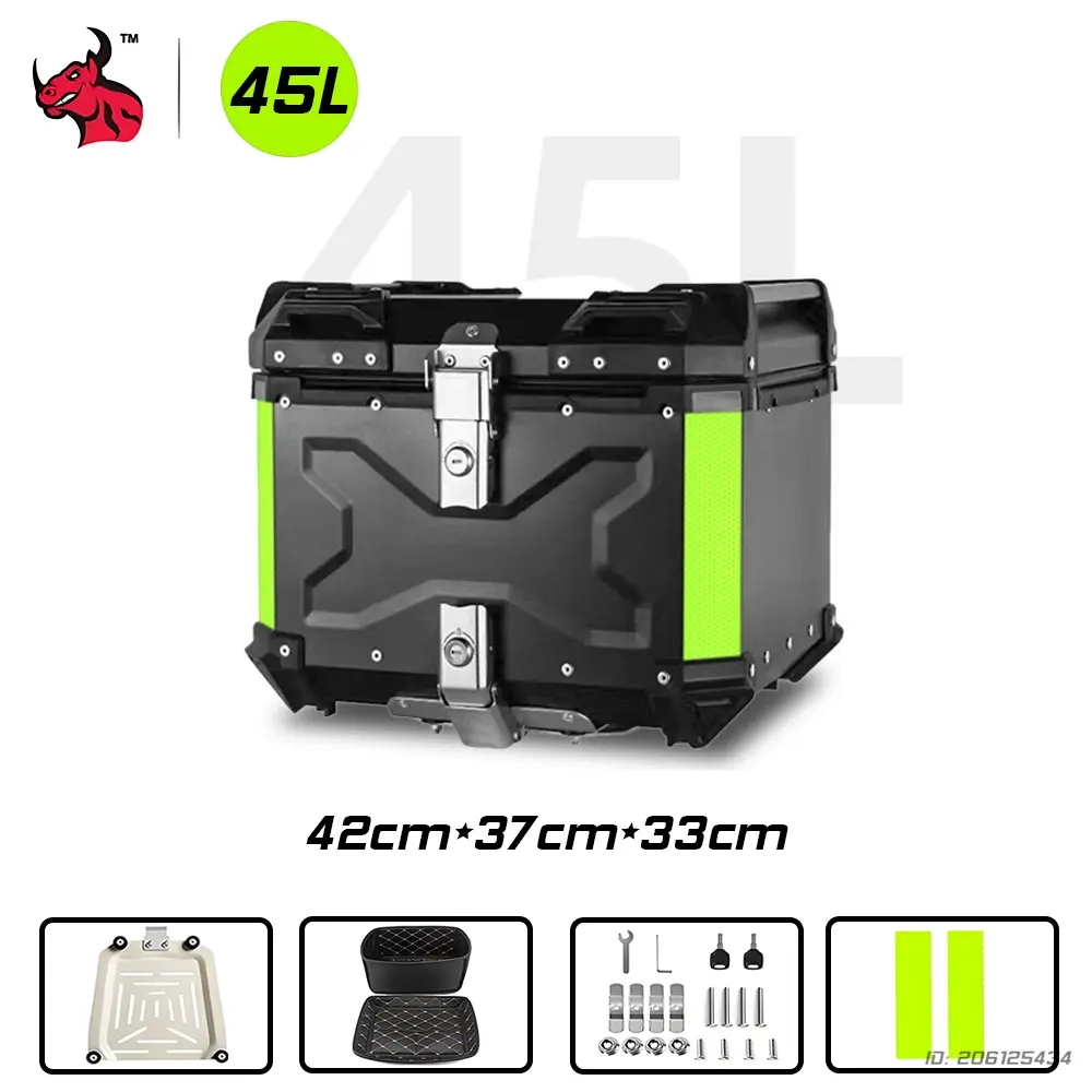 65L Motorcycle Top Box Universal Aluminum Alloy Waterproof Tail Box Trunk Anti-Theft Storage For Touring Motocross Accessories