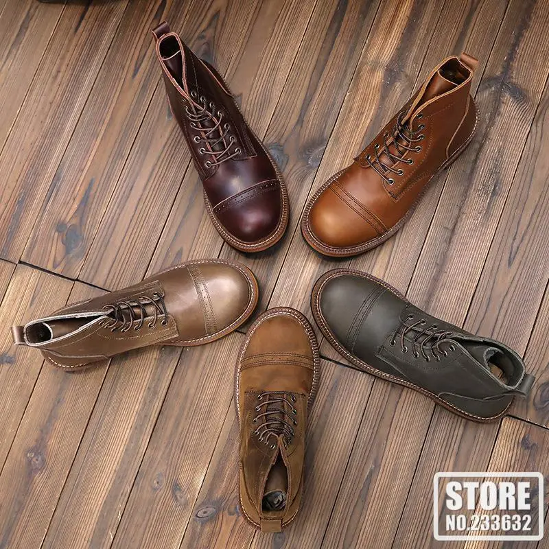 Men Boots 2023 New Arrival Motorcycle Boots High Quality Retro Comfortable Leisure Tooling Work Ankle Workwear Boots 5 Colors