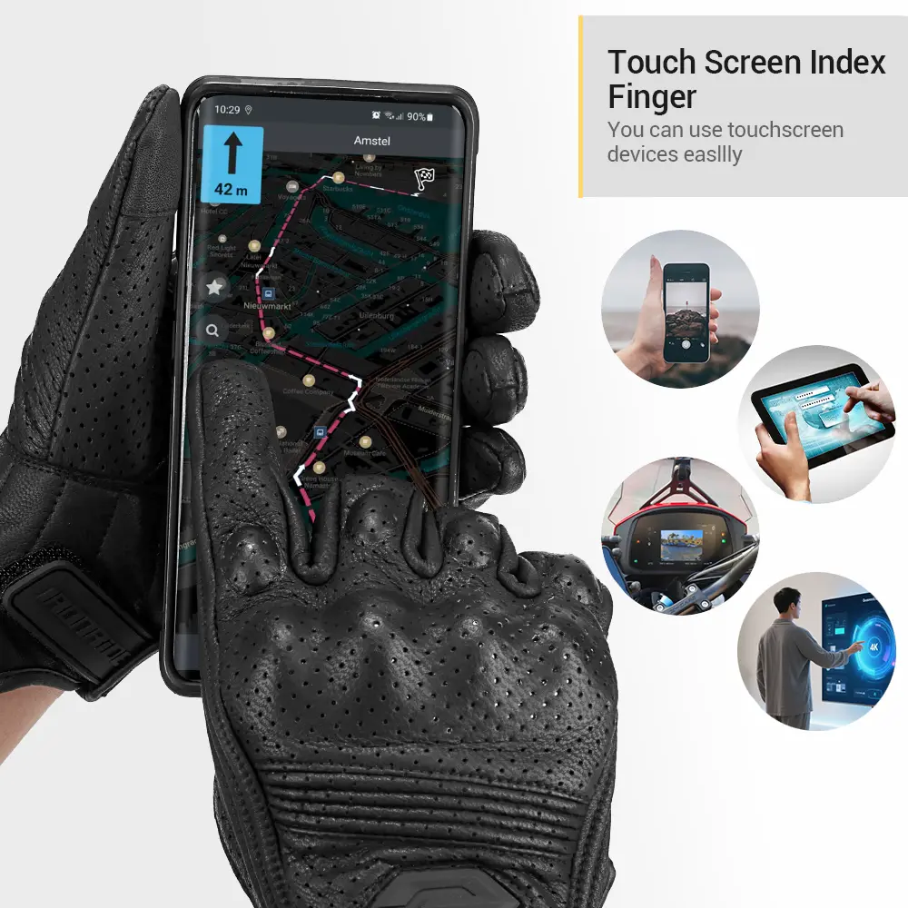 Retro Style Motorcycle Riding Gloves Genuine Leather Breathable Gloves For Men and Women All-Season Comfort Fit Scooter Gloves