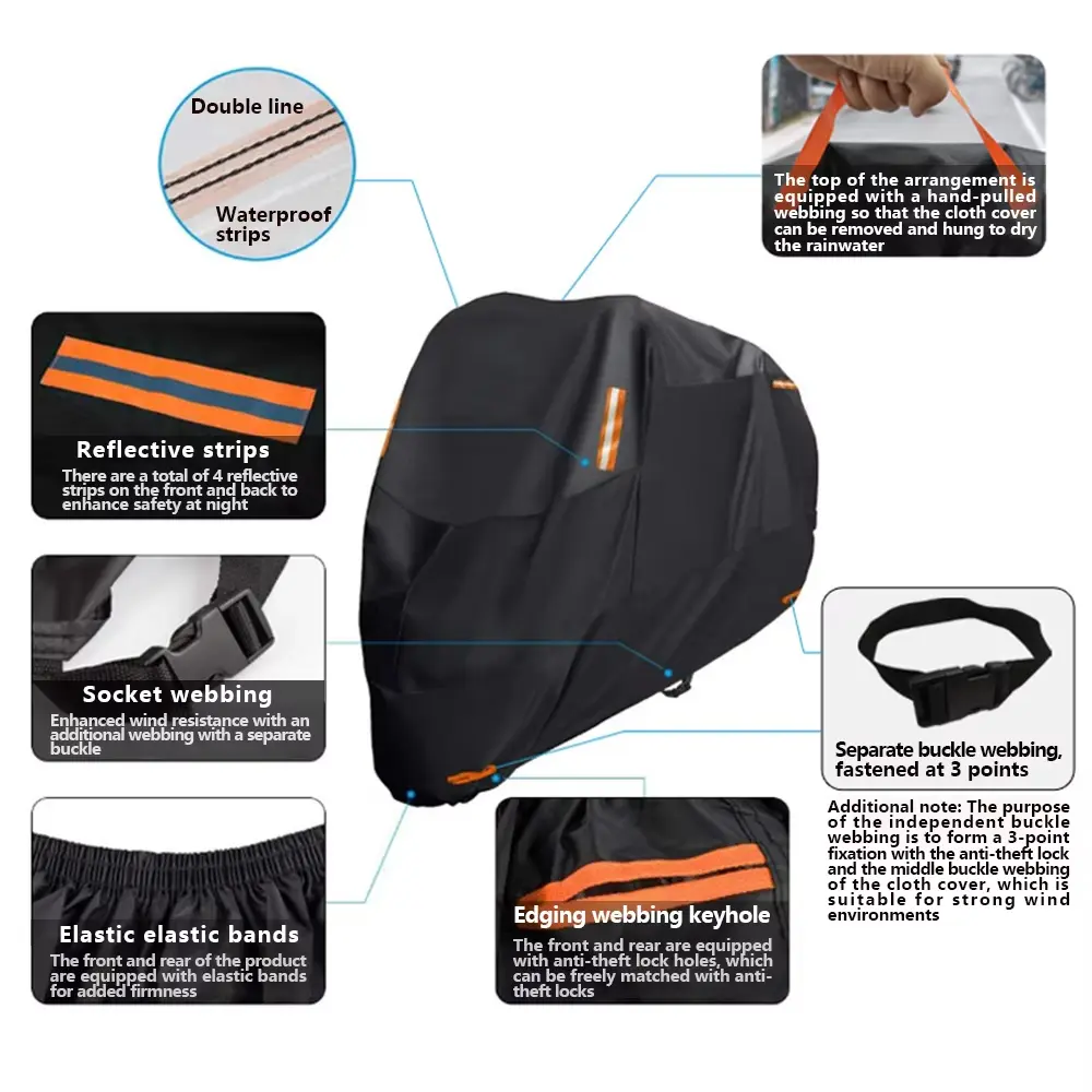 New Four Seasons Universal 300D Oxford Cloth Motorcycle Cover Dustproof Snowproof Rainproof And Uv-resistant Protective Cover