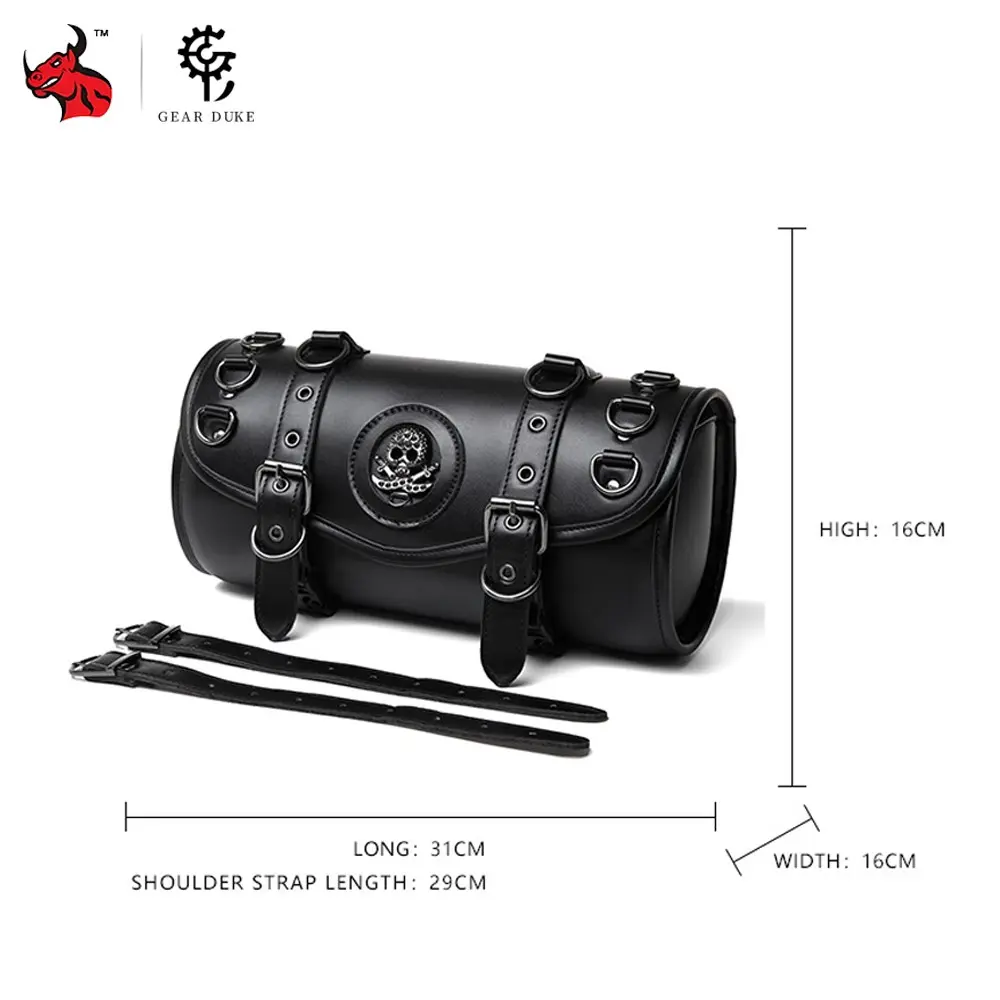 Punk Retro Motorcycle Saddlebag Motorbike Storage Pouches Saddlebag PU Leather Tool Bag Splashproof Luggage Pouch Fork Bag