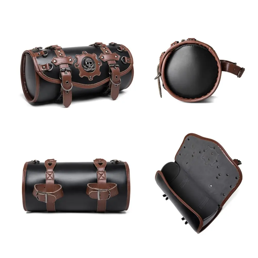 Punk Retro Motorcycle Saddlebag Motorbike Storage Pouches Saddlebag PU Leather Tool Bag Splashproof Luggage Pouch Fork Bag