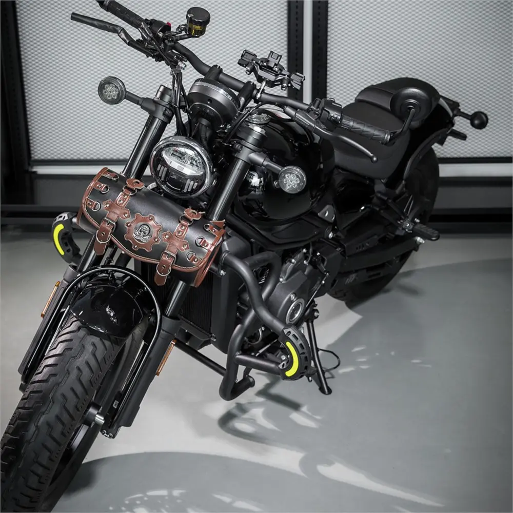 Punk Retro Motorcycle Saddlebag Motorbike Storage Pouches Saddlebag PU Leather Tool Bag Splashproof Luggage Pouch Fork Bag