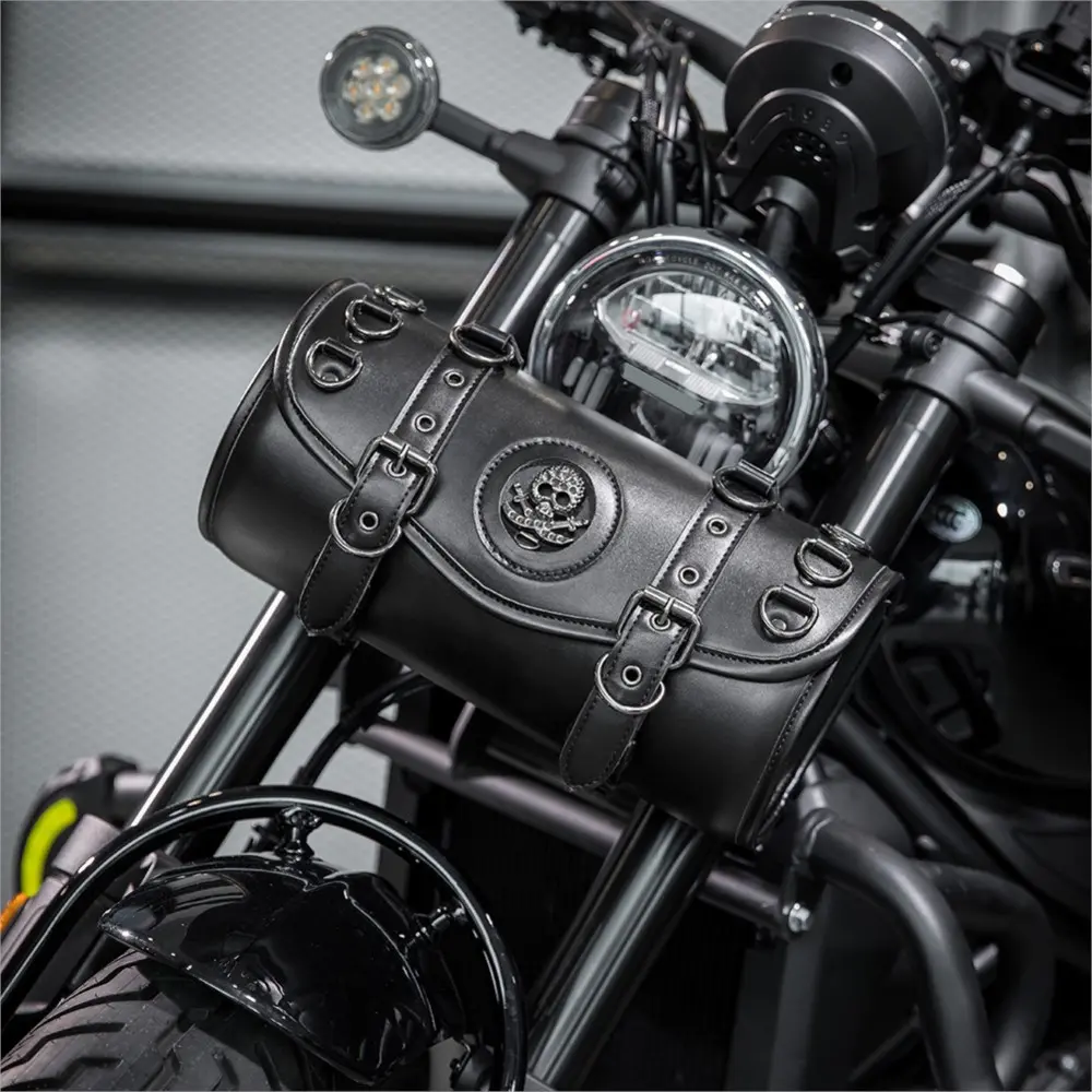 Punk Retro Motorcycle Saddlebag Motorbike Storage Pouches Saddlebag PU Leather Tool Bag Splashproof Luggage Pouch Fork Bag