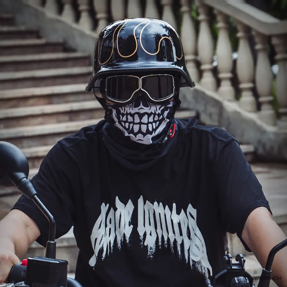 Motorcycle Open Face Helmet Motorcycle Retro Safety Helmet Summer Motorbike Half Face Helmet Vintage Motor Helmets M-2XL