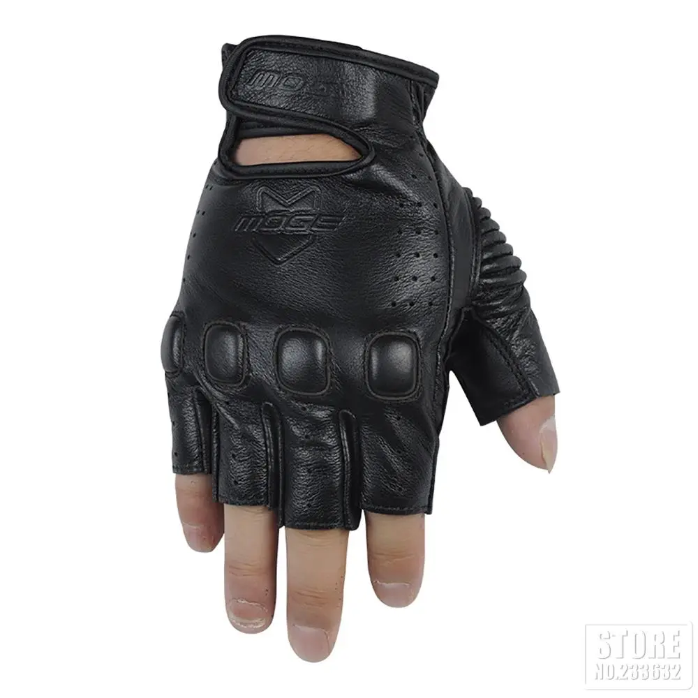 Genuine Cowhide Leather Gloves Motorcycle Gloves Cycling Summer Half Finger Off-road Racing Motorcycle Rider Gloves