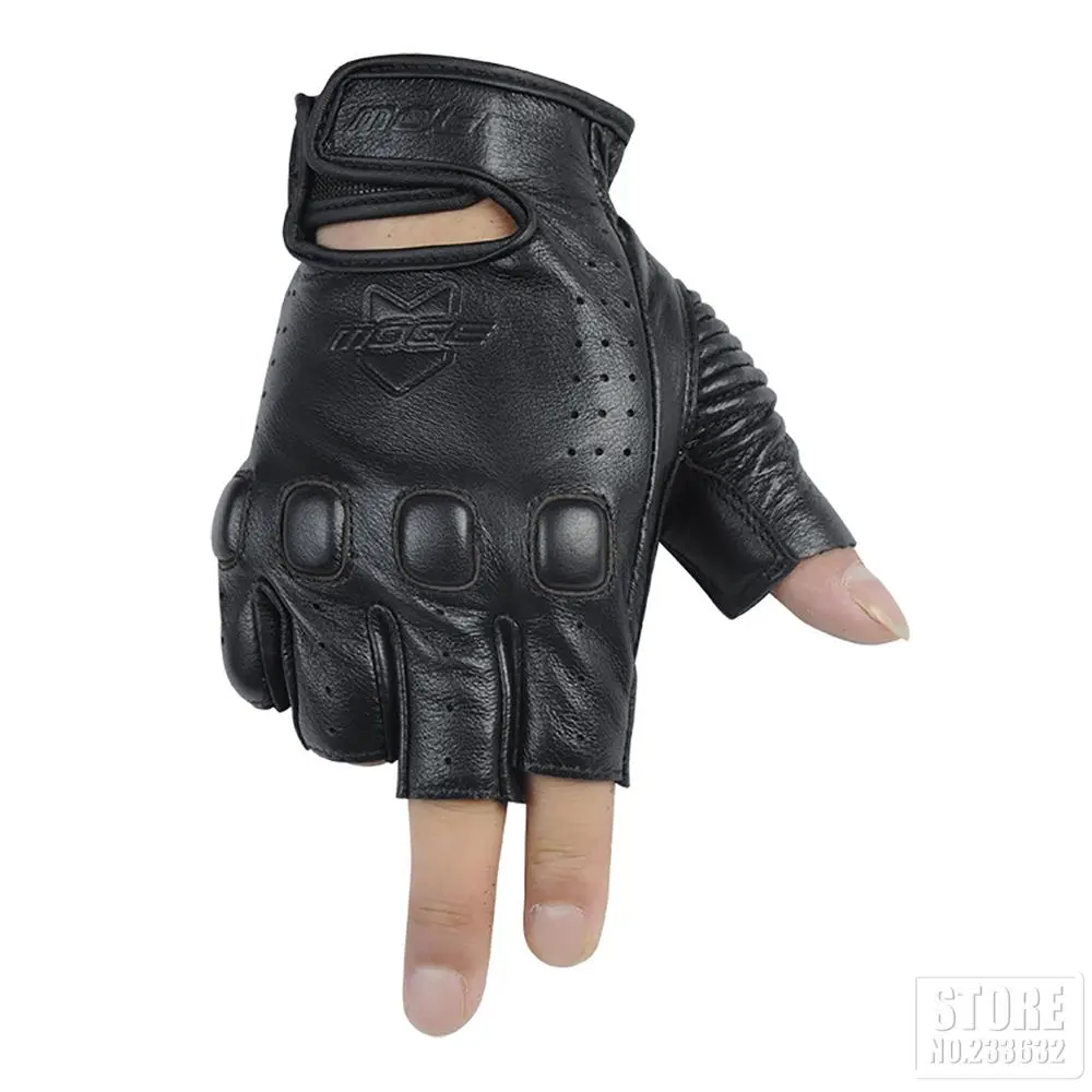 Genuine Cowhide Leather Gloves Motorcycle Gloves Cycling Summer Half Finger Off-road Racing Motorcycle Rider Gloves