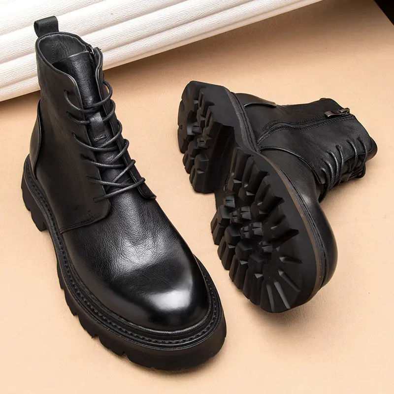 Waterproof Motorcycle Boots Leather Motorbike Ankle Boots Off-road Riding Boots Botas De Motociclista Cowhide Work Shoes Winter