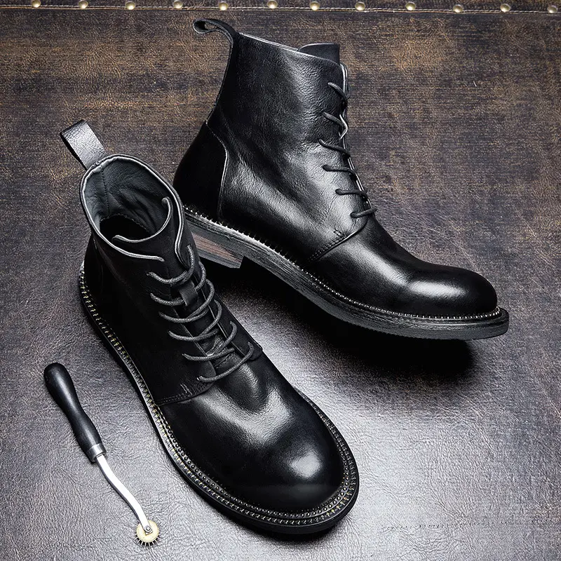 Motorcycle Boots Men Motocross Riding Boots Retro High Top Motorbike Boots Tactical Boots Leather Durable Outdoor Sneakers Women