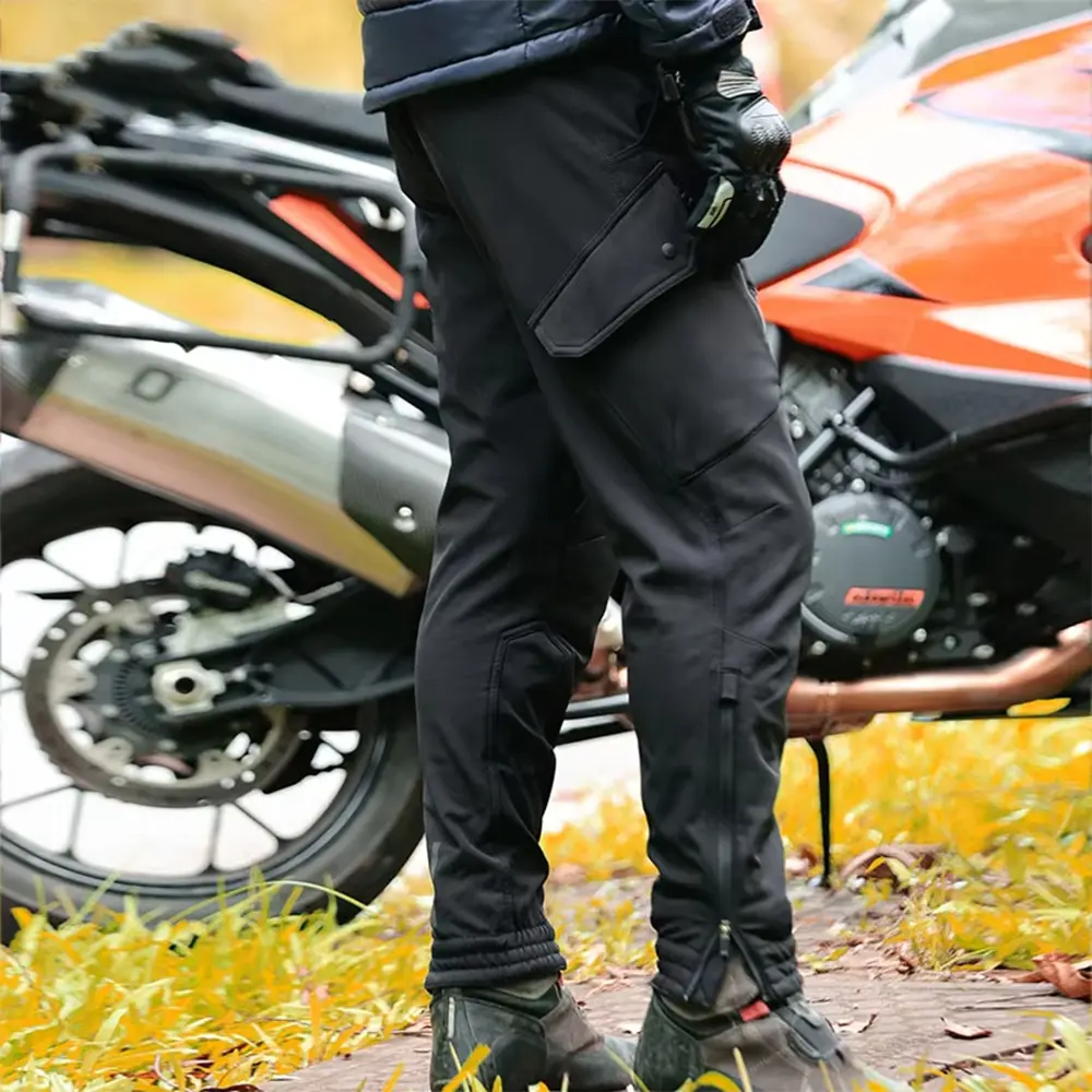 Motorcycle Riding Pants In Winter, Windproof Warm Velvet And Waterproof Ce2 Protective Gear Motorcycle Work Pants