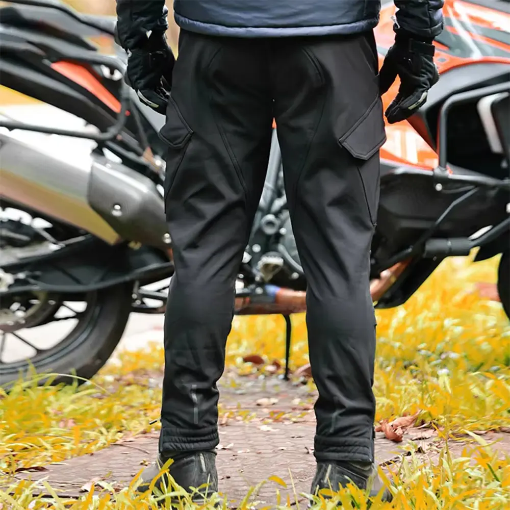 Motorcycle Riding Pants In Winter, Windproof Warm Velvet And Waterproof Ce2 Protective Gear Motorcycle Work Pants