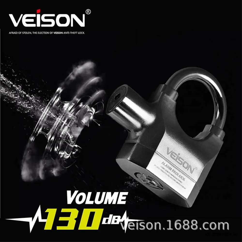 Alarm Lock Anti Theft Alarm Lock 130dB  Anti Theft Security Padlock Waterproof Alarm Lock Motorcycle Electric Bicycle Universal