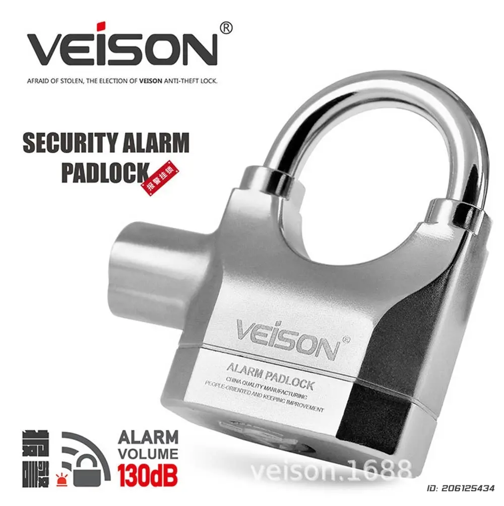Alarm Lock Anti Theft Alarm Lock 130dB  Anti Theft Security Padlock Waterproof Alarm Lock Motorcycle Electric Bicycle Universal