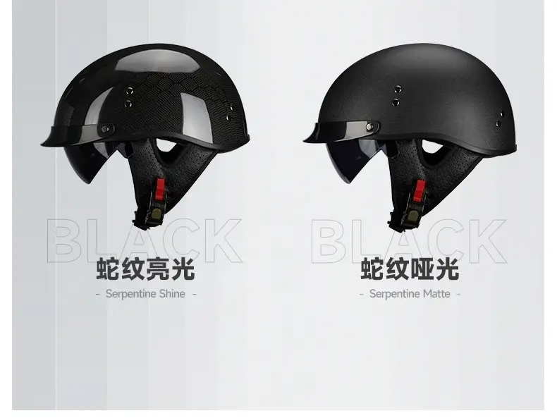 Retro Carbon Fiber Motorcycle Half-helmet Open Face Motorcross Racing Helmet DOT Approved Casco Moto Safety Protective Helmet