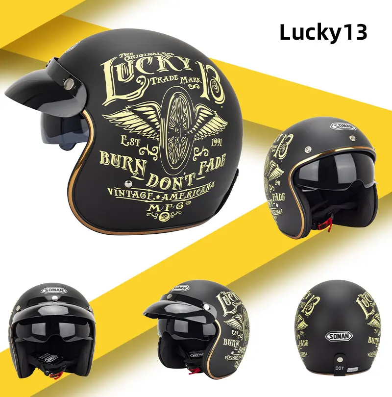 New Retro Motorcycle Helmet Open Face Helmet Leather Scooter Helmets 3/4 Chopper Casco Moto Vespa Vintage Helmet Motorcycle