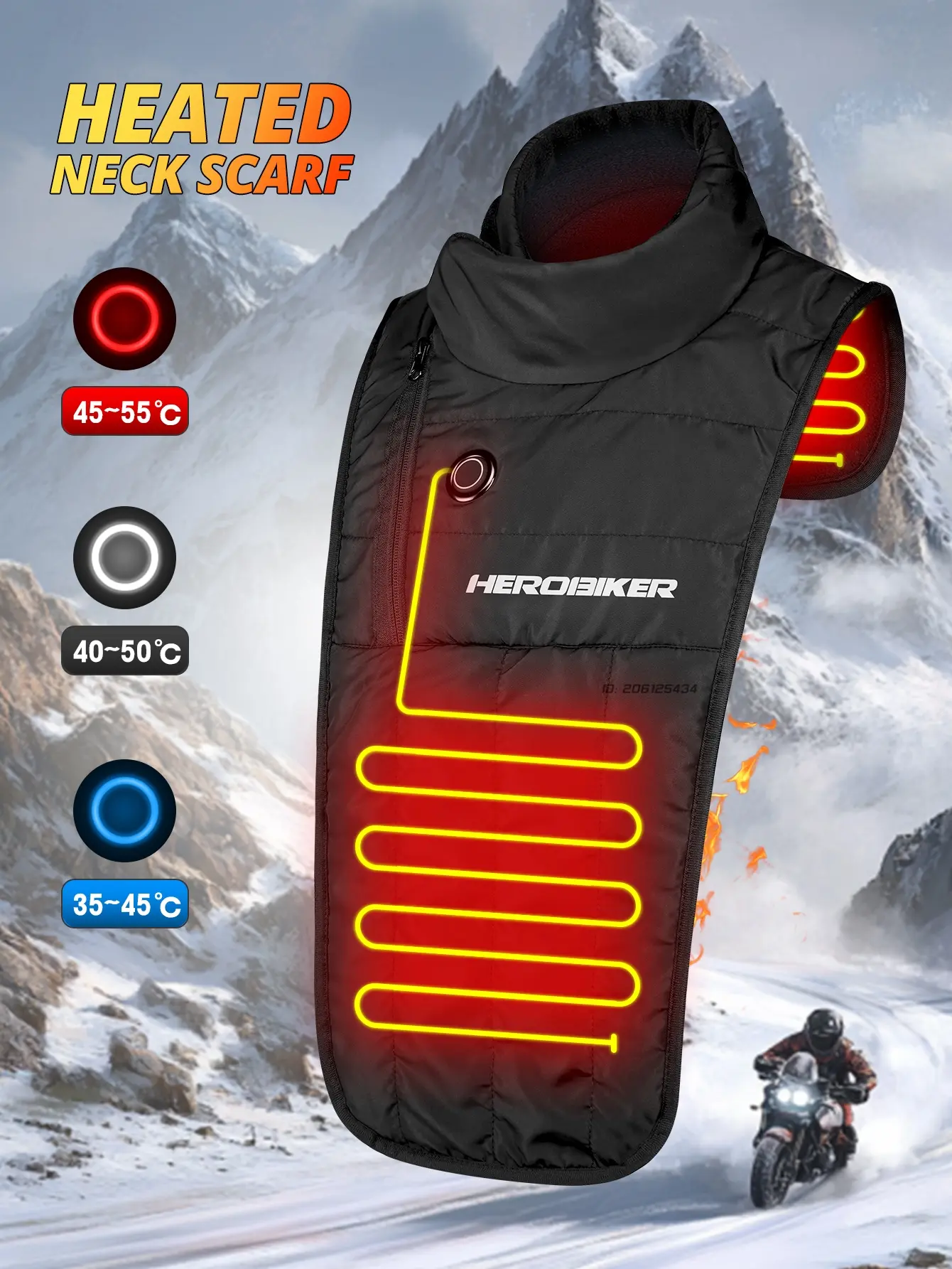 Motorcycle Heated Scarf Windproof Winter Motocross Neck Cold Protection Chest Electric Heating Neck Moto Racing Heating Scarf